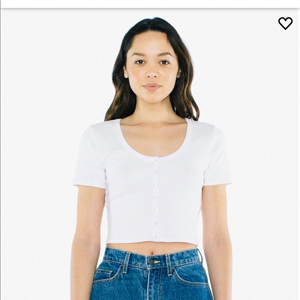 American Apparel Cotton 2x2 Button Front Crop Top